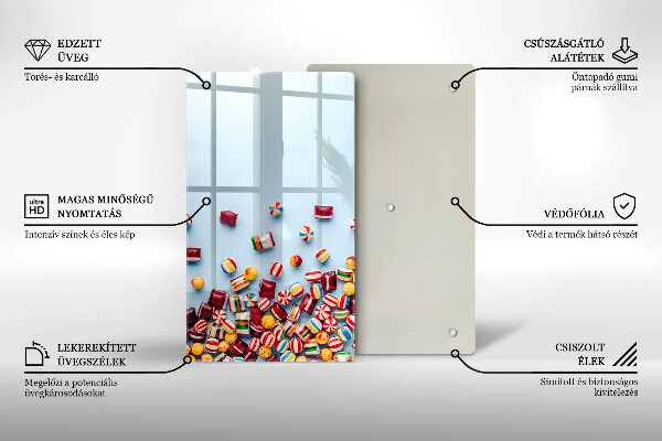 Skleněná krájecí deska Barevné bonbóny