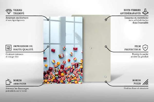 Skleněná krájecí deska Barevné bonbóny