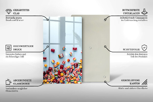 Skleněná krájecí deska Barevné bonbóny