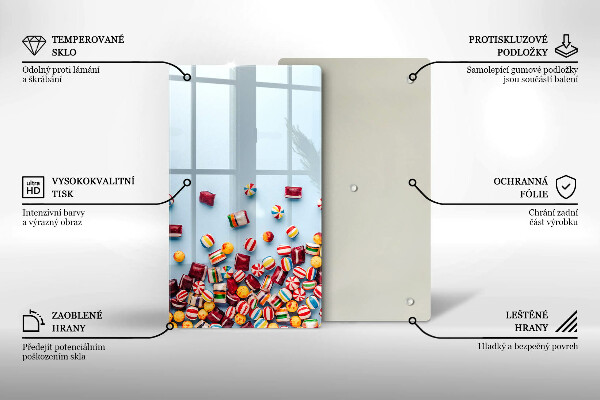 Skleněná krájecí deska Barevné bonbóny