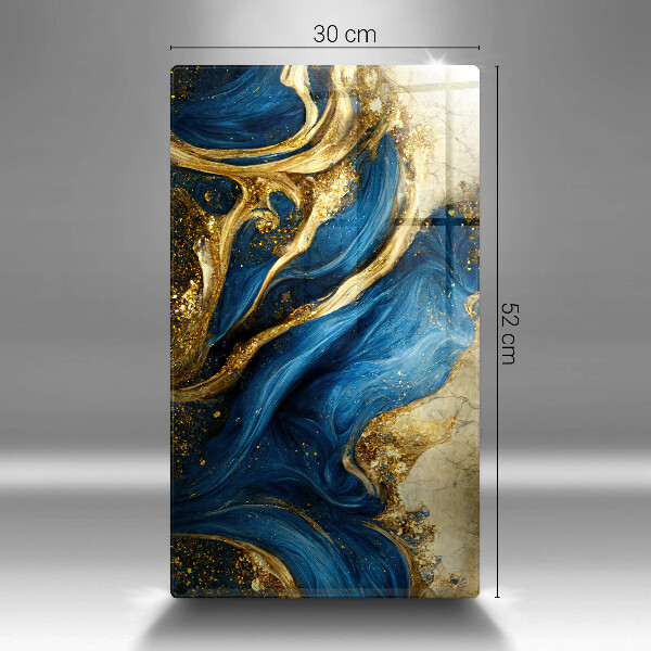 Skleněná deska do kuchyně Modrý a zlatý mramor