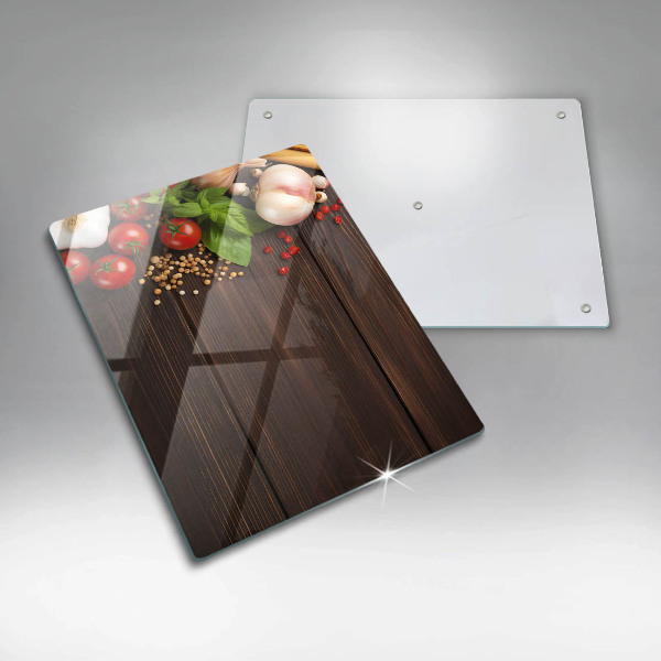 Skleněná deska do kuchyně Zelenina na stole