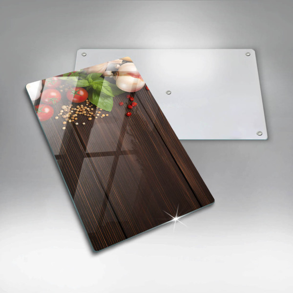 Skleněná deska do kuchyně Zelenina na stole