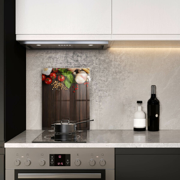 Skleněná deska do kuchyně Zelenina na stole