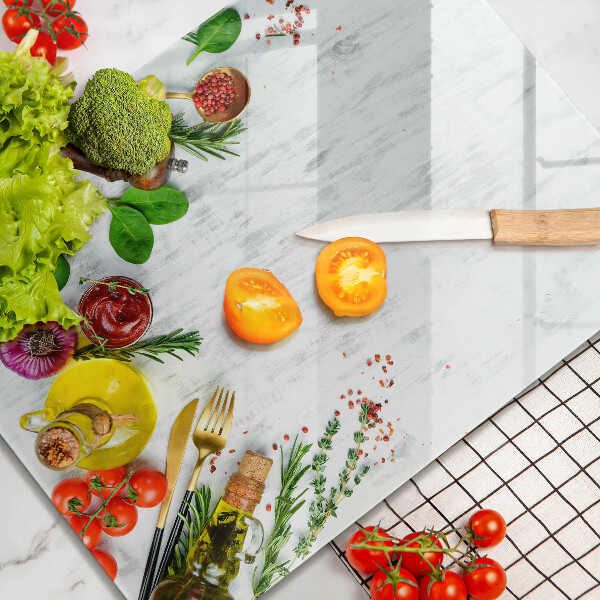 Skleněná deska do kuchyně Zelenina a koření