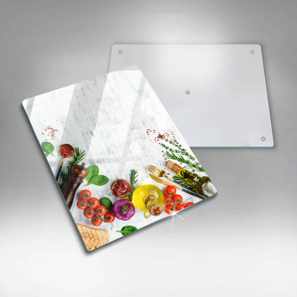 Skleněná deska do kuchyně Zelenina a koření