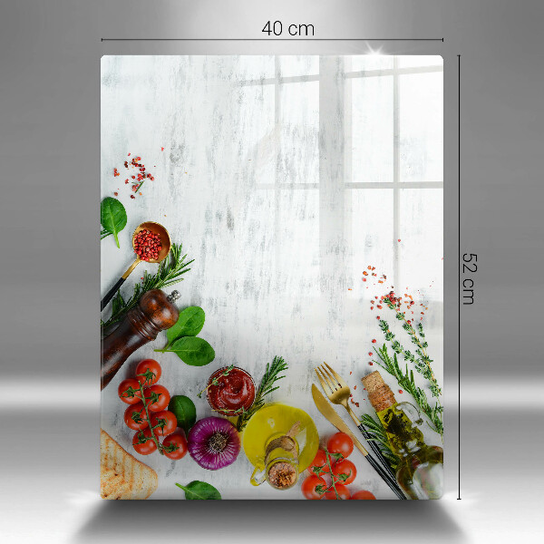 Skleněná deska do kuchyně Zelenina a koření