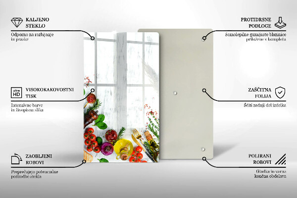 Skleněná deska do kuchyně Zelenina a koření