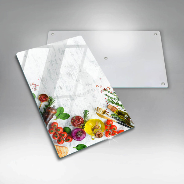Skleněná deska do kuchyně Zelenina a koření