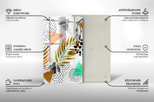 Skleněná deska do kuchyně Boho listy vzor