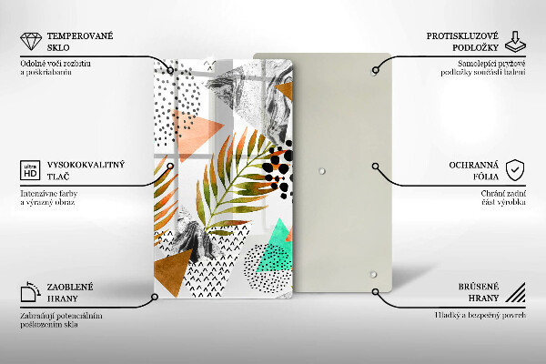 Skleněná deska do kuchyně Boho listy vzor