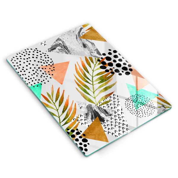 Skleněná deska do kuchyně Boho listy vzor