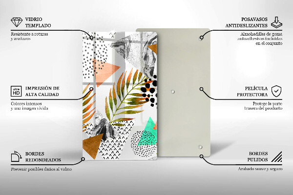 Skleněná deska do kuchyně Boho listy vzor