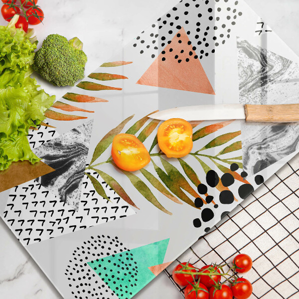 Skleněná deska do kuchyně Boho listy vzor