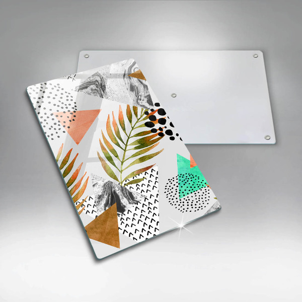 Skleněná deska do kuchyně Boho listy vzor