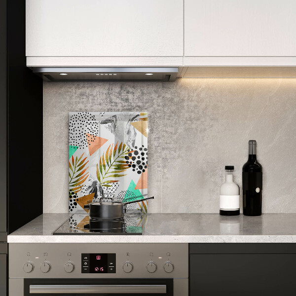 Skleněná deska do kuchyně Boho listy vzor