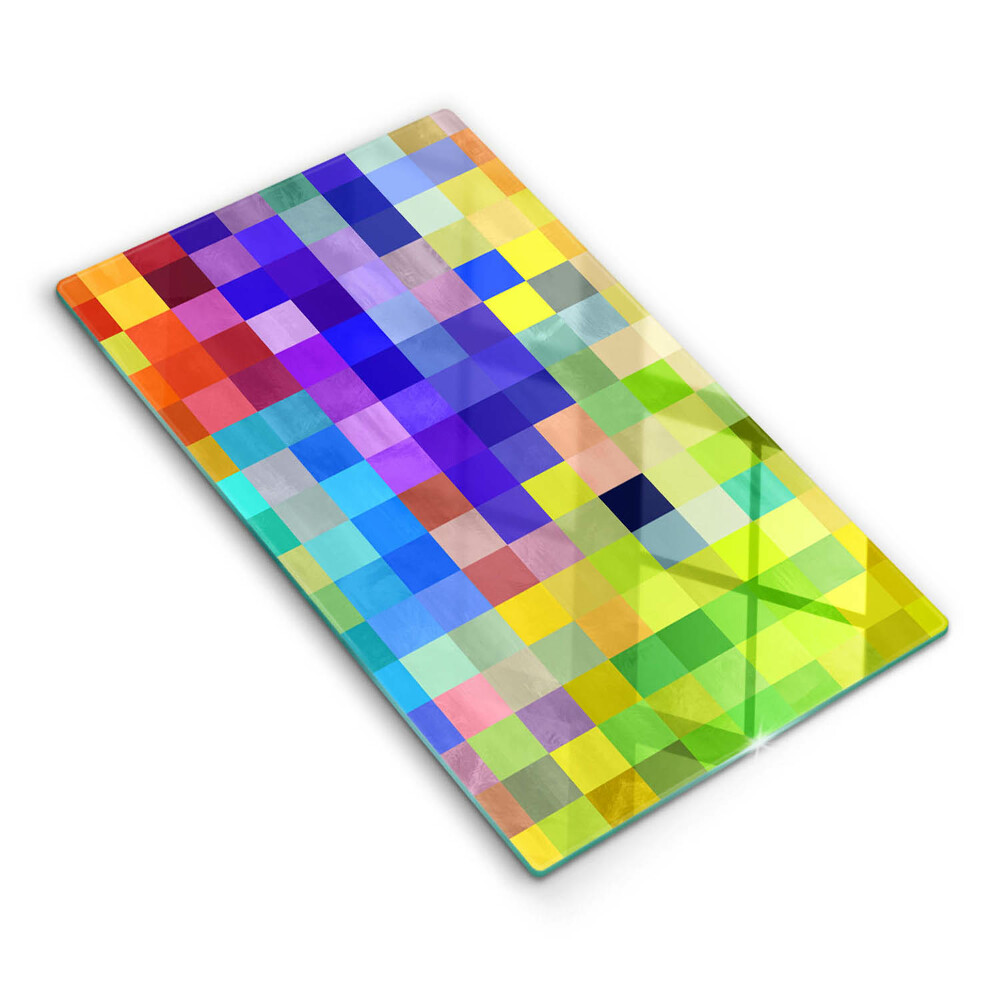 Skleněná deska do kuchyně Barevné pixelové čtverce
