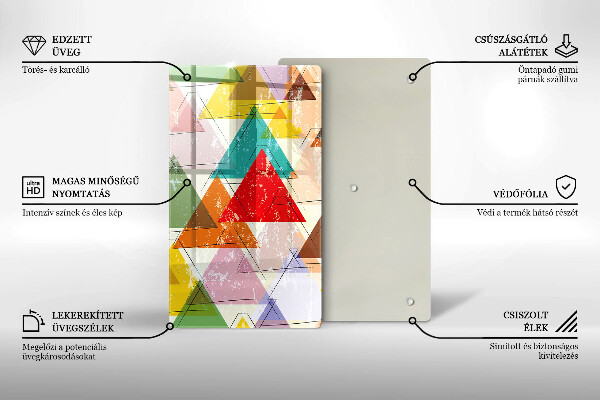 Skleněná deska do kuchyně Malované trojúhelníky