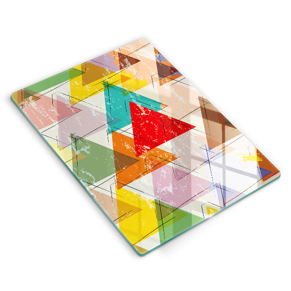 Skleněná deska do kuchyně Malované trojúhelníky