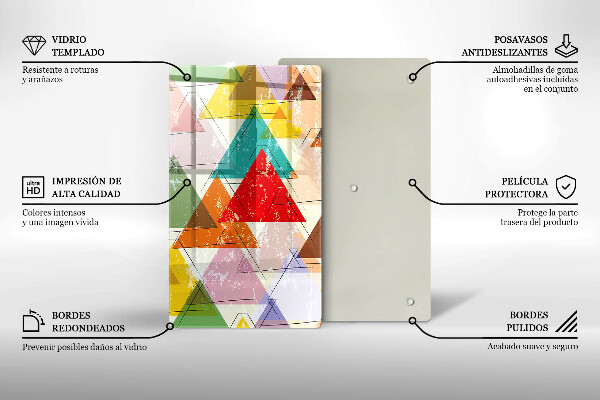 Skleněná deska do kuchyně Malované trojúhelníky