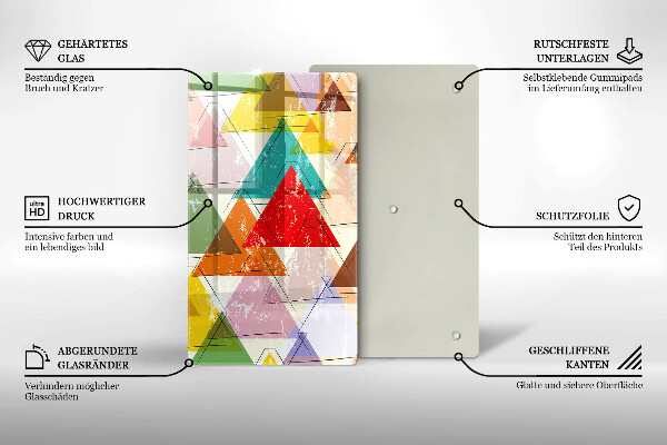 Skleněná deska do kuchyně Malované trojúhelníky