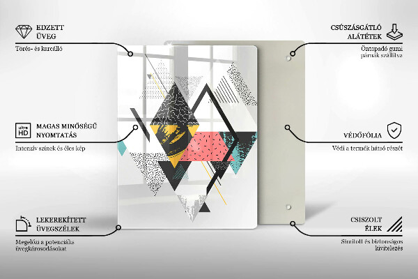 Skleněná deska do kuchyně Malované trojúhelníky