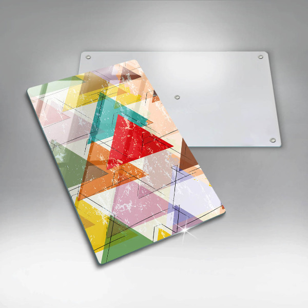 Skleněná deska do kuchyně Malované trojúhelníky
