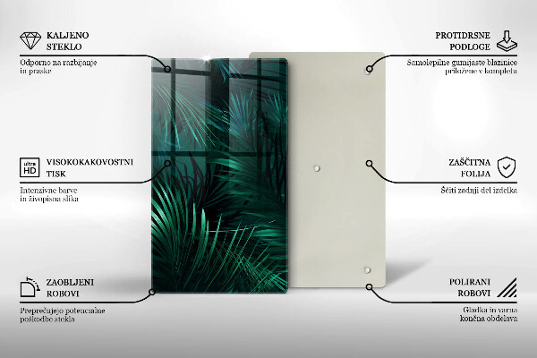 Skleněná krájecí deska Listy divoké džungle