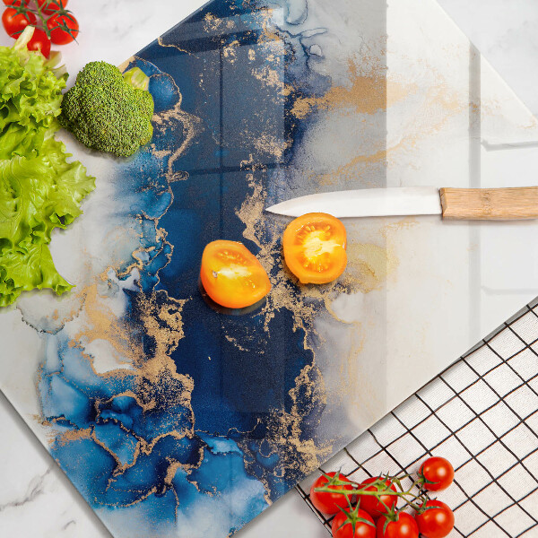 Skleněná krájecí deska Abstrakce s modrou