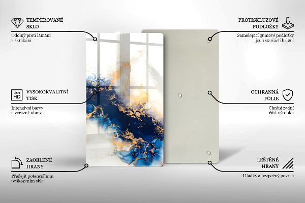 Skleněná krájecí deska Abstrakce s modrou