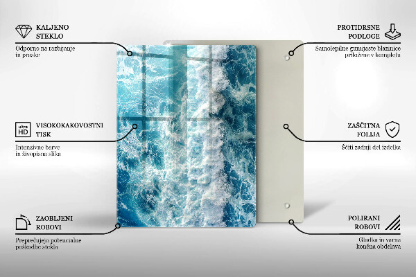 Skleněná krájecí deska Abstrakce s modrou