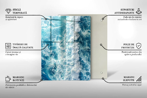 Skleněná krájecí deska Abstrakce s modrou