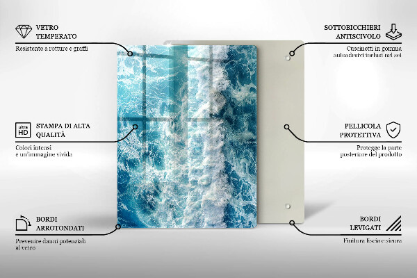 Skleněná krájecí deska Abstrakce s modrou