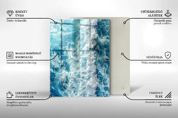 Skleněná krájecí deska Abstrakce s modrou