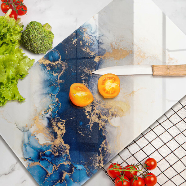 Skleněná krájecí deska Abstrakce s modrou