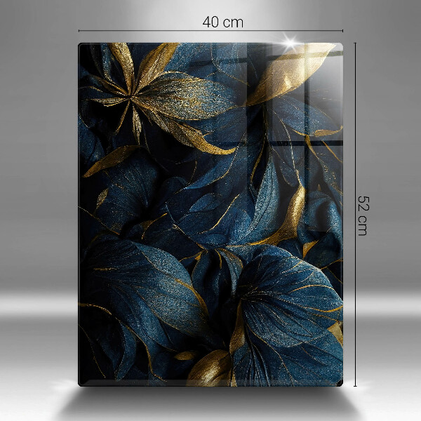 Skleněná krájecí deska Dekorativní listy se zlatem