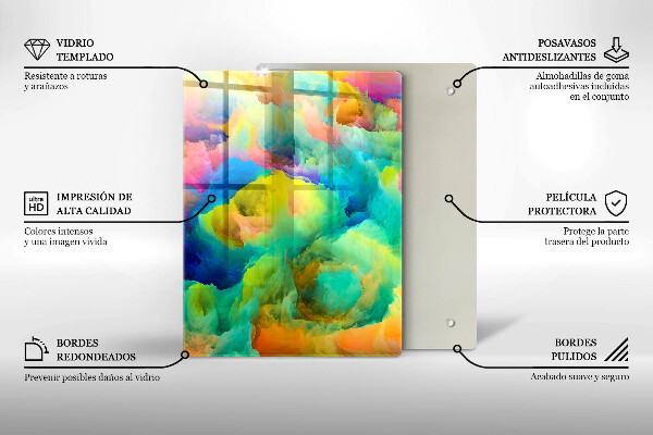 Skleněná krájecí deska Dekorativní listy se zlatem