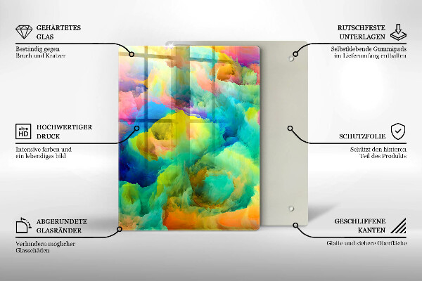 Skleněná krájecí deska Dekorativní listy se zlatem