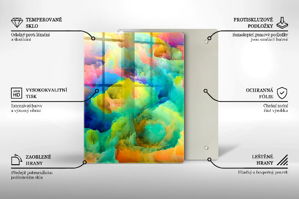 Skleněná krájecí deska Dekorativní listy se zlatem