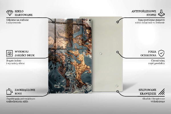 Skleněná deska do kuchyně Dekorativní kámen se zlatem