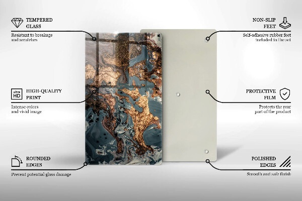 Skleněná deska do kuchyně Dekorativní kámen se zlatem