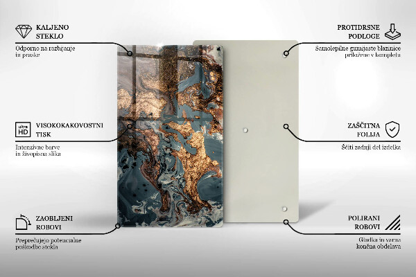 Skleněná deska do kuchyně Dekorativní kámen se zlatem