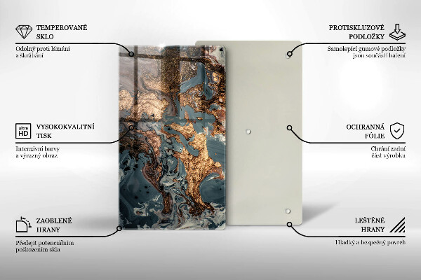 Skleněná deska do kuchyně Dekorativní kámen se zlatem