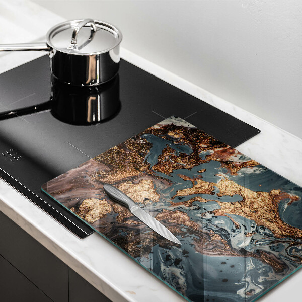 Skleněná deska do kuchyně Dekorativní kámen se zlatem