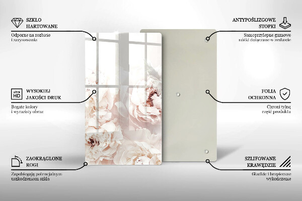 Skleněná deska do kuchyně Pastelové pivoňky