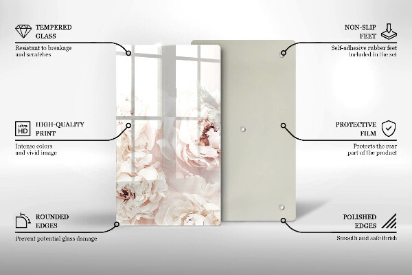 Skleněná deska do kuchyně Pastelové pivoňky