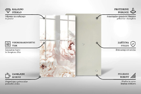 Skleněná deska do kuchyně Pastelové pivoňky