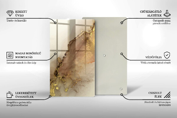 Skleněná deska do kuchyně Zlatá abstrakce