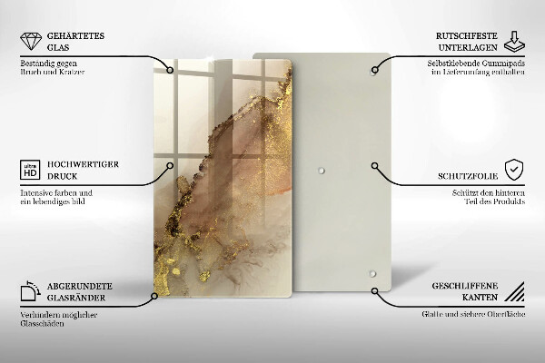 Skleněná deska do kuchyně Zlatá abstrakce