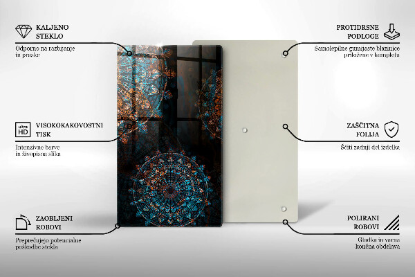 Skleněná deska do kuchyně Boho vintage kola